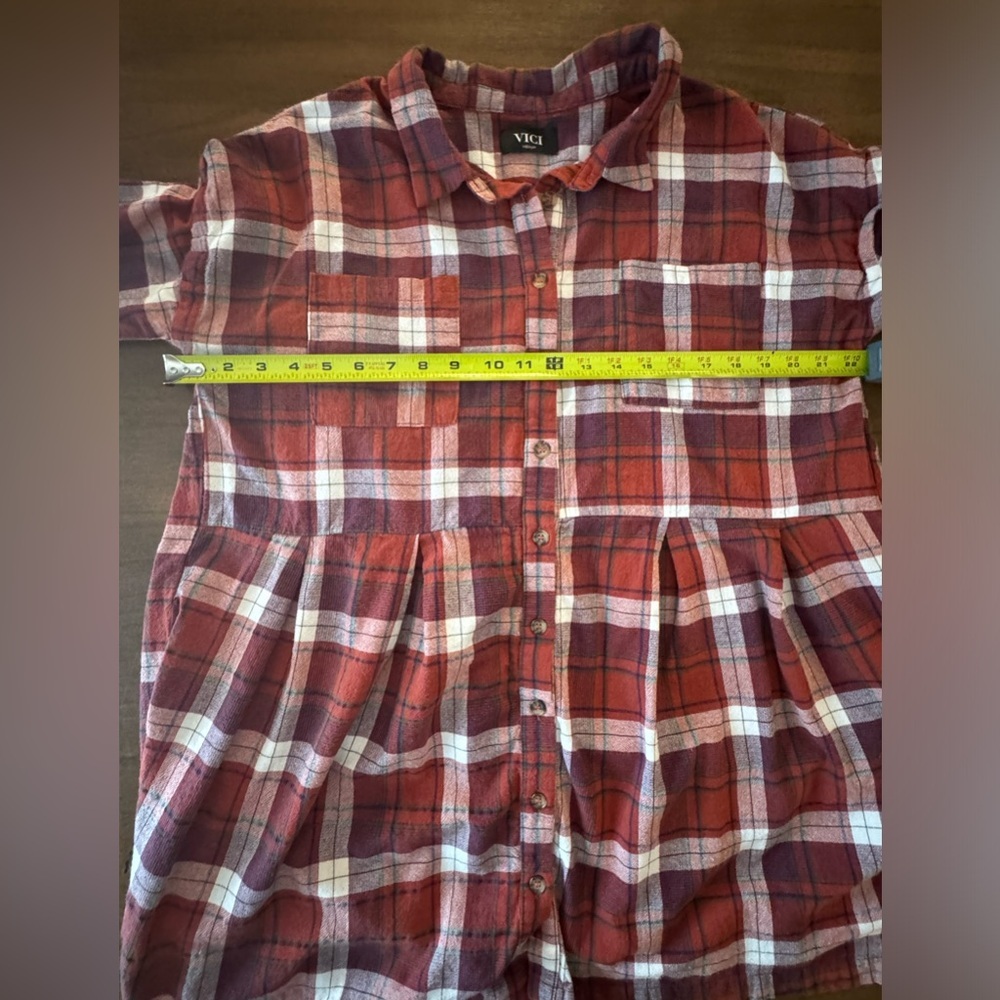 Vici Red Plaid Cotton Dress with Pockets Size Medium - Picture 9 of 9